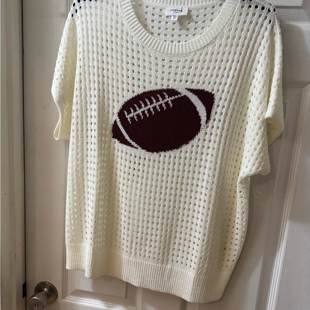 Women's Cream Football Sweater lightweight